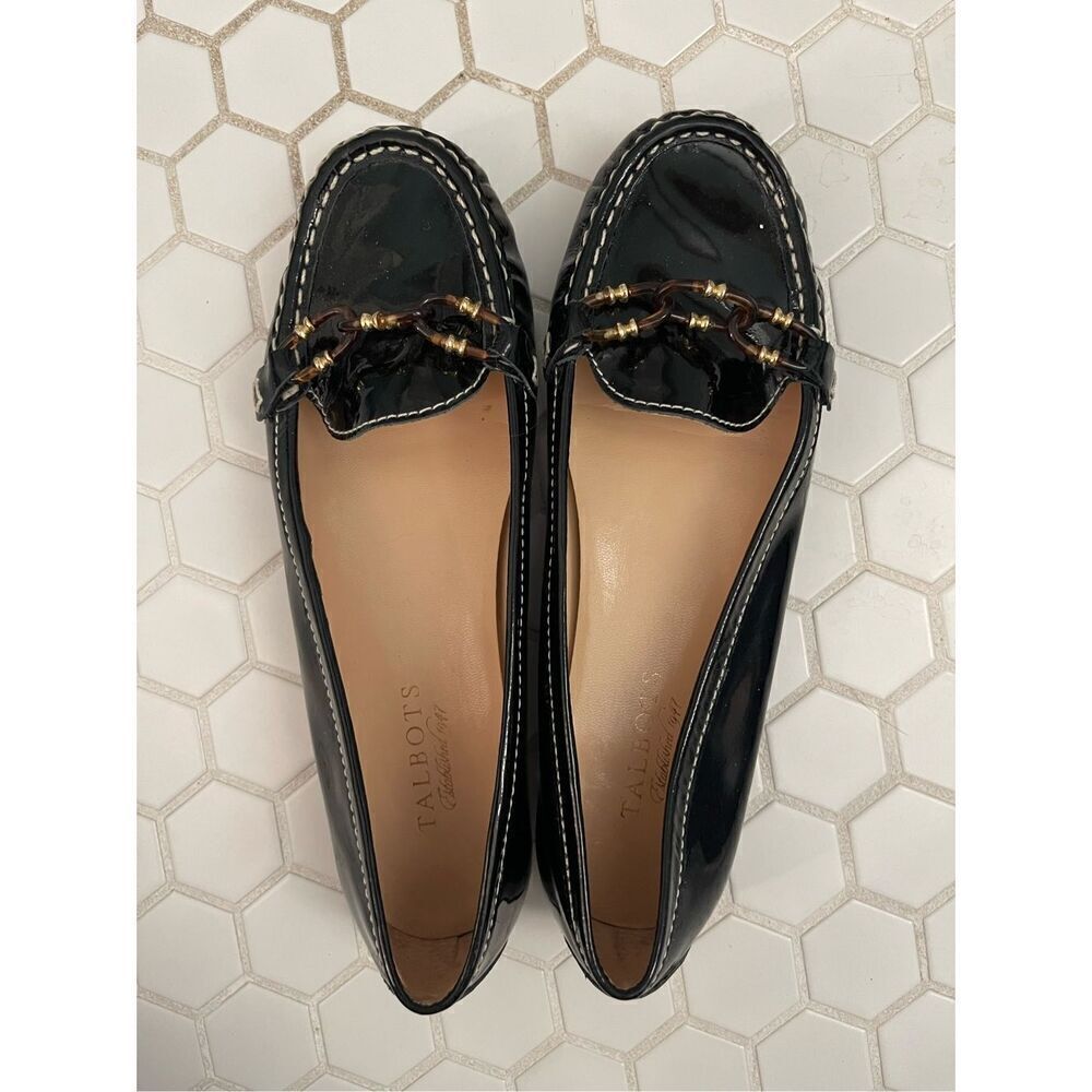 EUC Talbots Patent Leather Black Loafers 8B